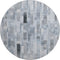 8' Blue Ivory And Gray Striped Washable Round Rug With UV Protection