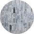 8' Blue Ivory And Gray Striped Washable Round Rug With UV Protection
