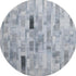 8' Blue Ivory And Gray Striped Washable Round Rug With UV Protection