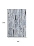 8' X 10' Blue Ivory And Gray Striped Washable Area Rug With UV Protection