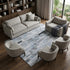 8' X 10' Blue Ivory And Gray Striped Washable Area Rug With UV Protection