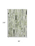 8' X 10' Green Gray And Ivory Striped Washable Area Rug With UV Protection