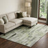8' X 10' Green Gray And Ivory Striped Washable Area Rug With UV Protection