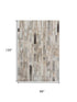 8' X 10' Taupe Ivory And Gray Striped Washable Area Rug With UV Protection