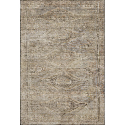 8' X 10' Brown Beige And Taupe Abstract Geometric Washable Area Rug With UV Protection