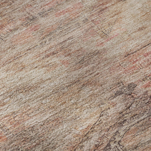 5' X 8' Salmon Copper And Beige Abstract Geometric Washable Area Rug With UV Protection