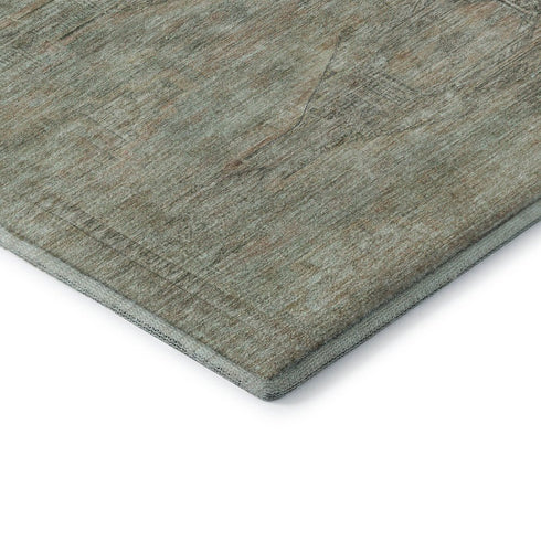 8' Teal Sage And Copper Abstract Geometric Washable Round Rug With UV Protection