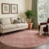 8' Terra Cotta Salmon And Blush Abstract Geometric Washable Round Rug With UV Protection
