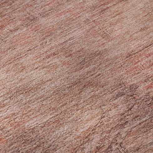8' Terra Cotta Salmon And Blush Abstract Geometric Washable Round Rug With UV Protection