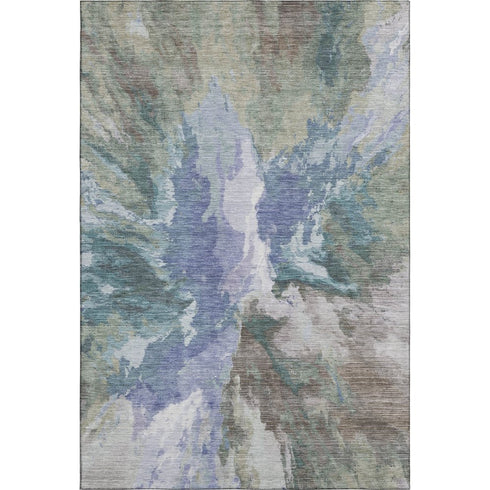 5' X 8' Blue Gray And Ivory Abstract Washable Area Rug With UV Protection