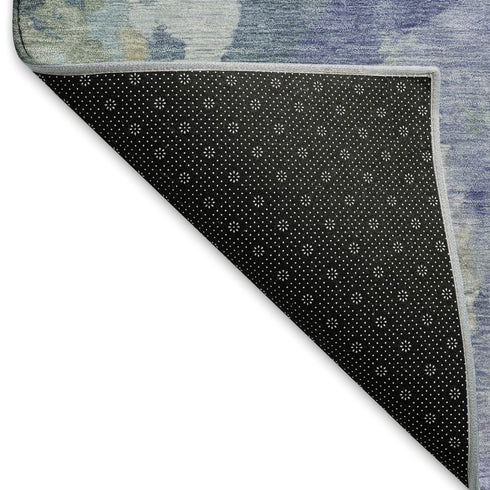 5' X 8' Blue Gray And Ivory Abstract Washable Area Rug With UV Protection