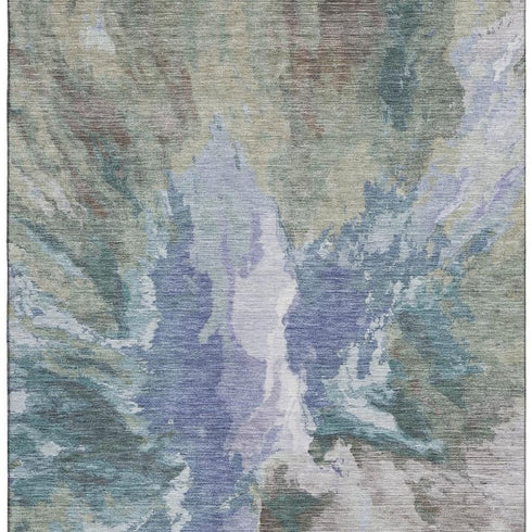 5' X 8' Blue Gray And Ivory Abstract Washable Area Rug With UV Protection