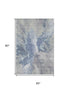 5' X 8' Denim Blue Ivory And Linen Abstract Washable Area Rug With UV Protection