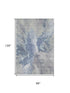 8' X 10' Denim Blue Ivory And Linen Abstract Washable Area Rug With UV Protection