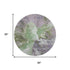 8' Green Purple And Ivory Abstract Washable Round Rug With UV Protection