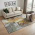 5' X 8' Gold Ivory And Gray Abstract Washable Area Rug With UV Protection