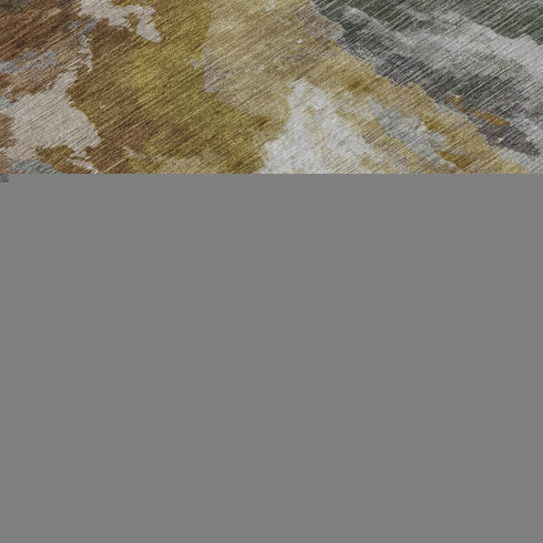 9' X 12' Gold Ivory And Gray Abstract Washable Area Rug With UV Protection