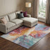 9' X 12' Orange Red And Teal Abstract Washable Area Rug With UV Protection