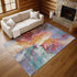 9' X 12' Orange Red And Teal Abstract Washable Area Rug With UV Protection