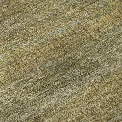 8' Sage Gold And Khaki Striped Washable Round Rug With UV Protection