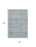 8' X 10' Blue Gray And Ivory Striped Washable Area Rug With UV Protection