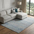 8' X 10' Blue Gray And Ivory Striped Washable Area Rug With UV Protection