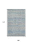 9' X 12' Blue Gray And Ivory Striped Washable Area Rug With UV Protection