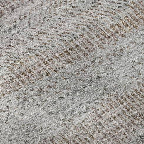 5' X 8' Linen Gray And Taupe Striped Washable Area Rug With UV Protection