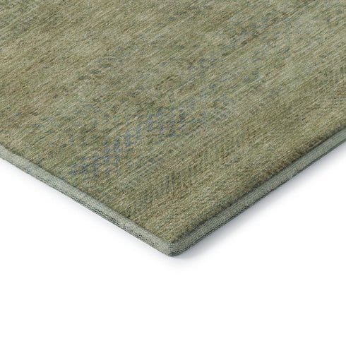 8' X 10' Wheat Gold And Green Striped Washable Area Rug With UV Protection