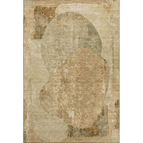 8' X 10' Brown And Beige Abstract Washable Area Rug With UV Protection