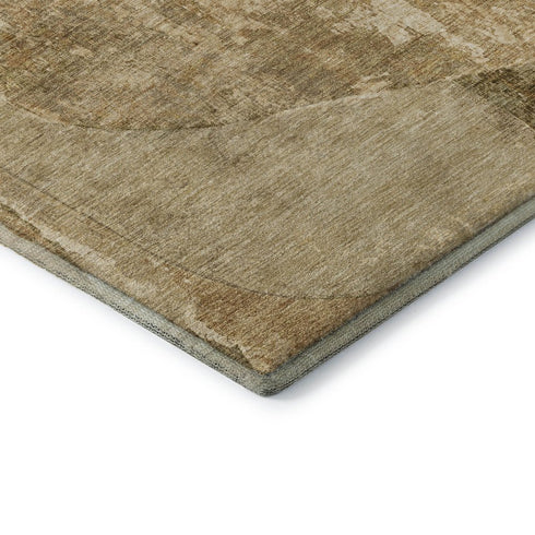 8' X 10' Brown And Beige Abstract Washable Area Rug With UV Protection