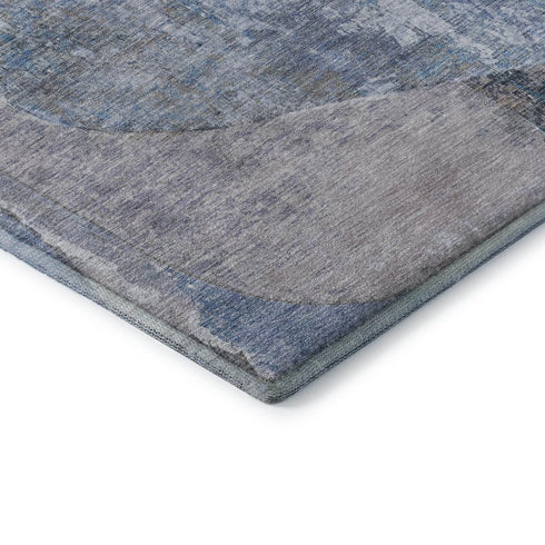 8' X 10' Blue Gray And Charcoal Abstract Washable Area Rug With UV Protection