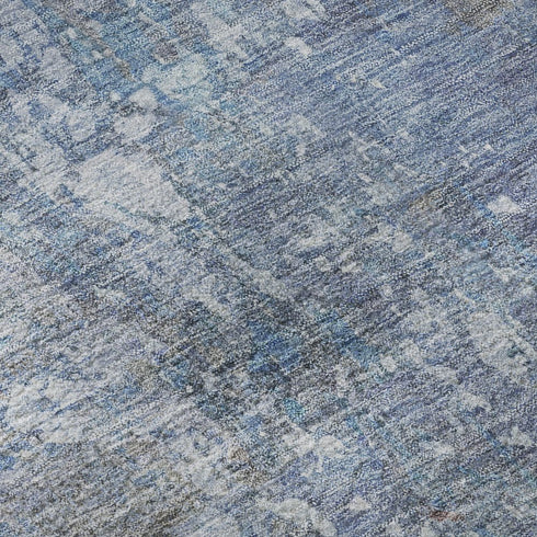 8' X 10' Blue Gray And Charcoal Abstract Washable Area Rug With UV Protection