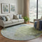 8' Green Purple And Silver Abstract Washable Round Rug With UV Protection