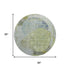 8' Green Purple And Silver Abstract Washable Round Rug With UV Protection