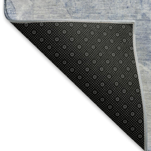 8' X 10' Sky Blue Gray And Silver Abstract Washable Area Rug With UV Protection