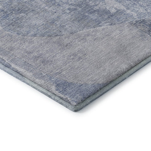 8' X 10' Sky Blue Gray And Silver Abstract Washable Area Rug With UV Protection