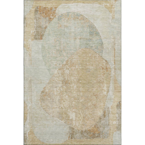 9' X 12' Taupe Beige And Rust Abstract Washable Area Rug With UV Protection