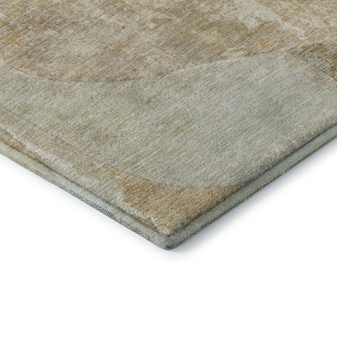 9' X 12' Taupe Beige And Rust Abstract Washable Area Rug With UV Protection