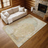 9' X 12' Taupe Beige And Rust Abstract Washable Area Rug With UV Protection