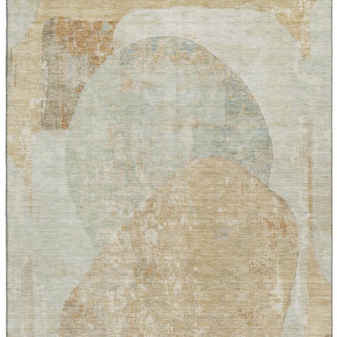 9' X 12' Taupe Beige And Rust Abstract Washable Area Rug With UV Protection