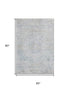 5' X 8' Beige Blue And Gray Floral Medallion Washable Area Rug With UV Protection