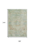 9' X 12' Sage Blue And Copper Floral Medallion Washable Area Rug With UV Protection