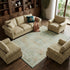 9' X 12' Sage Blue And Copper Floral Medallion Washable Area Rug With UV Protection