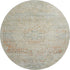 8' Tan Beige And Teal Floral Medallion Washable Round Rug With UV Protection