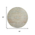 8' Tan Beige And Teal Floral Medallion Washable Round Rug With UV Protection