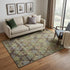 5' X 8' Brown Green And Gray Ikat Washable Area Rug With UV Protection