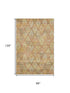 8' X 10' Copper Gold And Beige Ikat Washable Area Rug With UV Protection