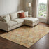 8' X 10' Copper Gold And Beige Ikat Washable Area Rug With UV Protection