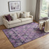 5' X 8' Eggplant Lavender And Gray Ikat Washable Area Rug With UV Protection